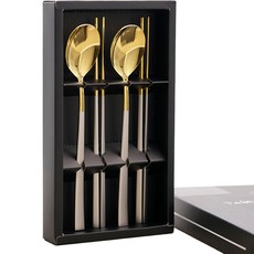 TABLE Art. Tae Kwang Tu 鈦金304不鏽鋼餐具2入組, 湯匙 2p + 筷子 2p + 禮盒, 混色, 1組