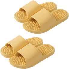 Living Pastel Color防滑排水廁所棉花糖拖鞋黃色2p, 黃色, 2組