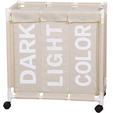 奧利芙 3層移動式洗衣籃, 象牙白