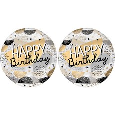 Of Happy Birthday 黑與金氣球, 單一顏色, 2個