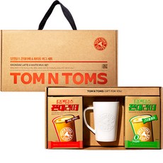 Tom N Toms Kkondae 拿鐵和白色馬克杯套組, 拿鐵 30入+無糖拿鐵 30入+白色馬克杯, 1組
