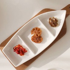 Bloom at home Pure 船型三格分隔盤, 白色, 1個