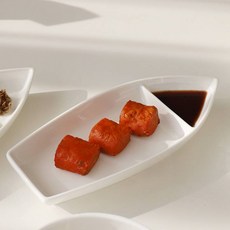 블룸엣홈 퓨어 나룻배 2칸 나눔접시, 화이트, 1개