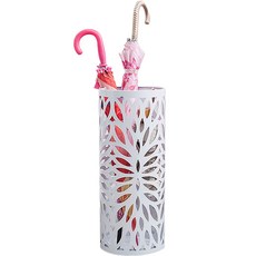 Avad家居裝飾葉子圓形鐵製雨傘架, 白色, 1個