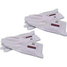 BRENCE 女士 Fingerline 皮革高爾夫手套 雙手用 2件組, 白色