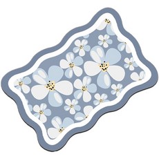 Wider Home 迷你花朵蓬鬆防滑地墊, 天空藍, 1個
