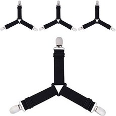 床單防滑吊帶固定夾 4入, 4個, 黑色