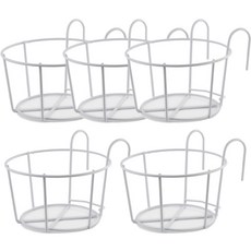 掛式鐵製花盆架, 白色, 5個