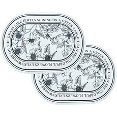 DC NET WORK 可水洗浴室廚房珪藻土地墊 北歐風花朵橢圓形 70 x 45 cm 2入, 白色, 2個