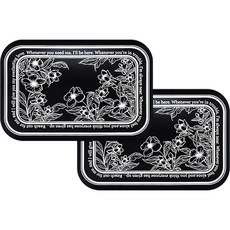 DC NET WORK 可水洗浴室廚房珪藻土地墊 2入, 北歐花卉方形黑色, 2個