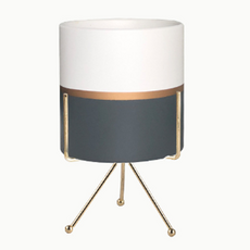 다임 다기능 심플하고 모던한 꽃 화분 + 화분대 세트, 블랙(화분), 1개