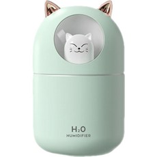 쿠밍 귀여운 무드등 조명 탁상용 고양이 미니 가습기, A205, 민트