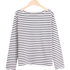 린다샵 여성용 키스닌 라운드넥 단가라 베이직 긴팔 티셔츠 cpt11611k31