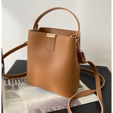 Hensen 圓形翻蓋女士水桶包, 淺棕色