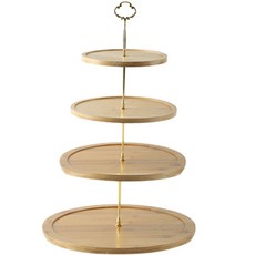 마켓피오 주방 대나무 디저트 플레이트, 4단, 1개