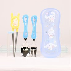 LiLFANT 大耳狗訓練筷刀叉套組, 混色, 湯匙+叉子+學習筷子+收納盒, 1組