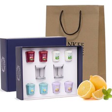 YANKee CANDLe 香氛蠟燭 祈禱燭 8入 + 玻璃燭杯 2入 禮盒組 + 購物袋, 5種, 混合色