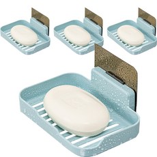 Top-2 豪華無孔浴室廚房皂架, 藍色, 4個