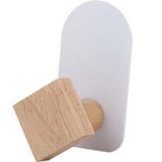 제이 우드 벽걸이 후크 사각, 1개, 화이트 + 원목색