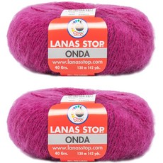 LANAS Stop yarna Onda 馬海毛編織線, 2個, 837 紅紫色