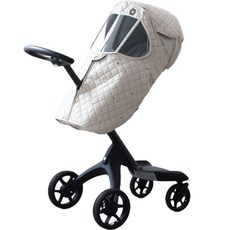 MOMNEST Stokke Xplory專用刺繡防寒嬰兒推車罩, 米色幸運草, 1入