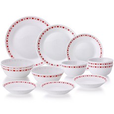 Corelle Brands 康寧餐具 Pyrex 奶白玻璃3人份餐具組12件組, 餐具6種, 愛心