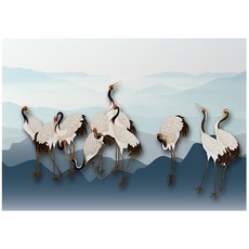 招來好運的鶴東方畫, 藍色 + 綠色 + 粉紅色 + 紅色 + 黃色 + 橘色