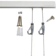 알씨상점 이동식 그림전시 와이어 액자걸이 1m 트랙 + 0.5m로프 + 후크 2p SET, 혼합색상, 1세트