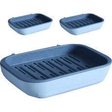 Toptu 免鑽孔 排水良好 浴室廚房肥皂架, 3個, 藍色