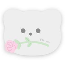 Donna&deco 浪漫動物花卉系列造型卡 10張 + 信封 10個 + 透明貼紙 10張, 1套, 灰色貓咪