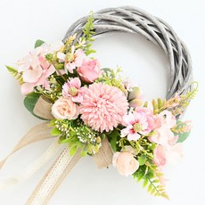 城市花園絨球繡球花玫瑰花環, 粉色