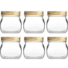 多用途金蓋方形玻璃瓶, 500ml, 6個