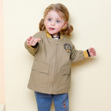 milk mile 童款紳士獅子刺繡長版鋪棉外套