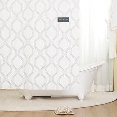 白色滌綸布料防水浴簾 + 金屬夾環 10入組, 1套, 多色(混色)