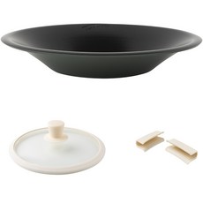 Baf Wingpla圓形G黑色金屬綠+矽膠邊玻璃蓋+旋鈕+把手 2入組, 1組, 28厘米