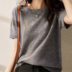 MarketA 女性柔軟休閒短袖針織衫