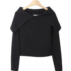 시크블랙 여성용 와파인 오프 크롭 슬링 니트 cpnt4290k2c