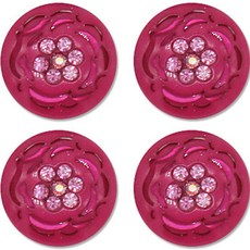 亮點寶石水鑽鈕扣 玫瑰2 15mm, 亮粉色, 4個