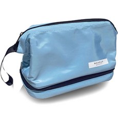 홈블리데이 휴대용 메이크업 더블레이어 화장품 보관함, 블루, 1개