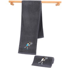DIMOEO 刺繡運動毛巾 110 x 21 cm, 灰色, 2個