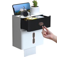 Dasa.com 毛巾衛生紙防水架, 黑色, 1個