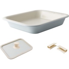 Baf Wingpla方形奶油白空氣藍+矽膠玻璃蓋+旋鈕+把手 2入組, 29厘米, 1組