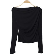 시크블랙 여성용 이치펄 오프숄더 긴팔티 cpt11604k31