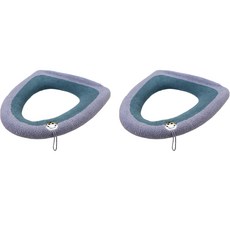 슬로우데코 니트 극세사 탈부착 변기 손잡이 커버, 청록, 2개