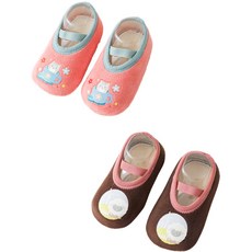 JOYMULTI 女童刷毛卡通學步鞋 幼兒園室內鞋 2件組