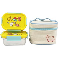 LiLFANT Minini工裝不鏽鋼2層便當袋組, 混色, 1組