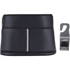 with j 汽車皮革收納袋 + 收納掛勾套組, 1套, 黑色