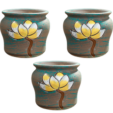 리빙앤도 迷你陶瓷花盆 F 3入, 混色, 3個