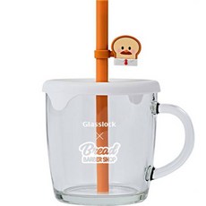 글라스락 브레드이발소 스트로우캡 머그 360ml, 1개, 투명