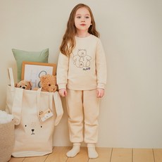 mollimelli friends 兒童舒適泰迪熊保暖家居服上下套裝